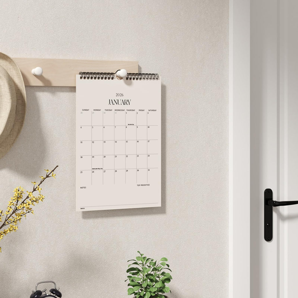 Jotsome Wall Calendar 2026-2027 11 x 8.5 Inch Monthly Calendar from Now to June 2027 Vertical Spiral Hanging Calendar with Thick Paper for Office Family School Planning Organizing