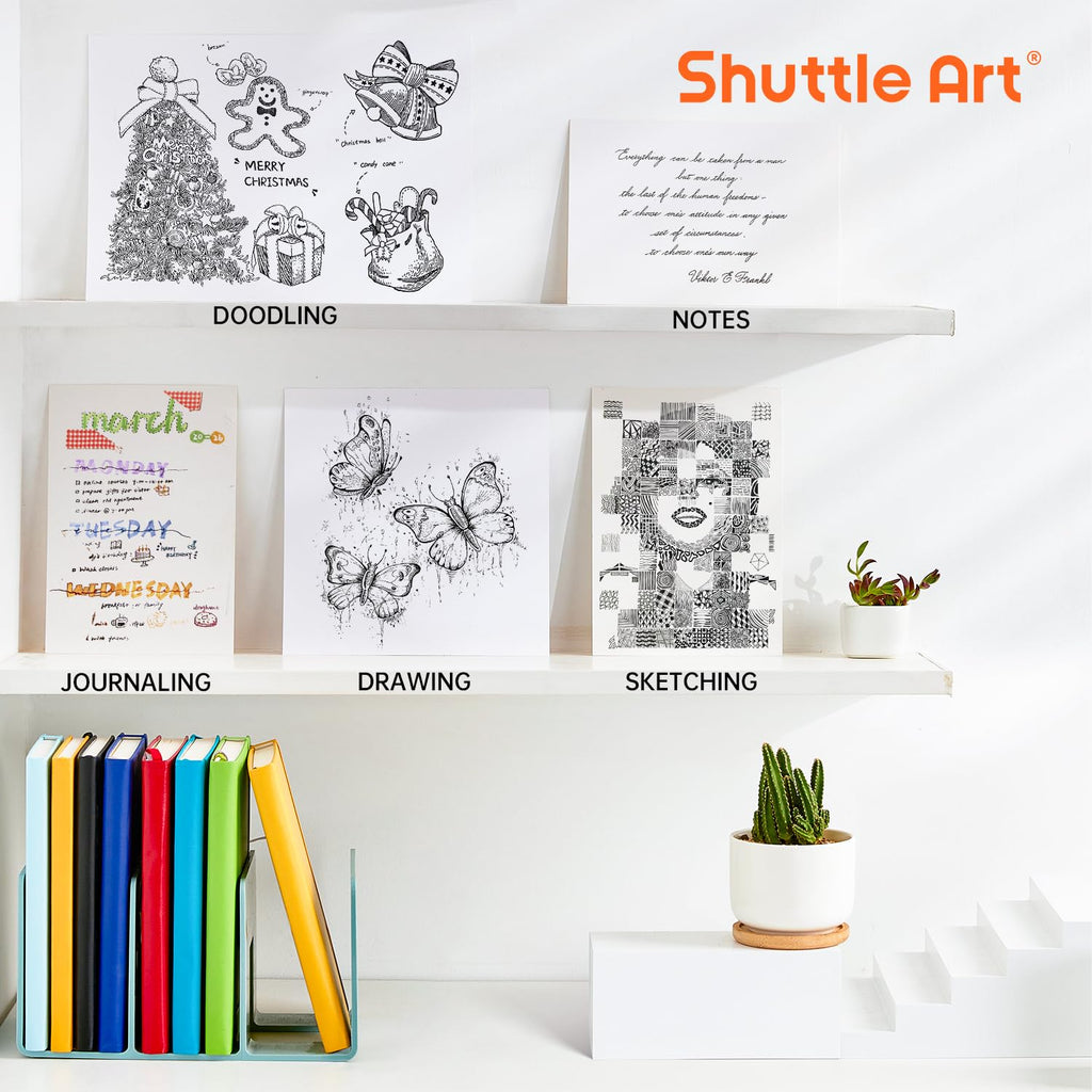 Shuttle Art Retractable Mild Gel Ink Pens, 22 Pack Black Ink Pens, Cute Pens 0.5mm Fine Point Soft Barrel for Writing Journaling Taking Notes School Office Home