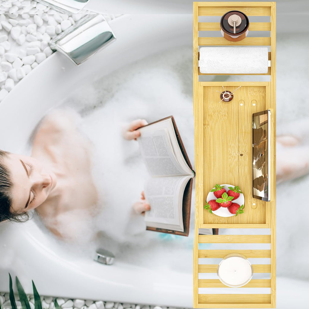 Bathtub Tray Caddy - Bath Tray - Bath Tub Tray Caddy for Bathtub, Expandable Size, Fits Most Bath Tubs