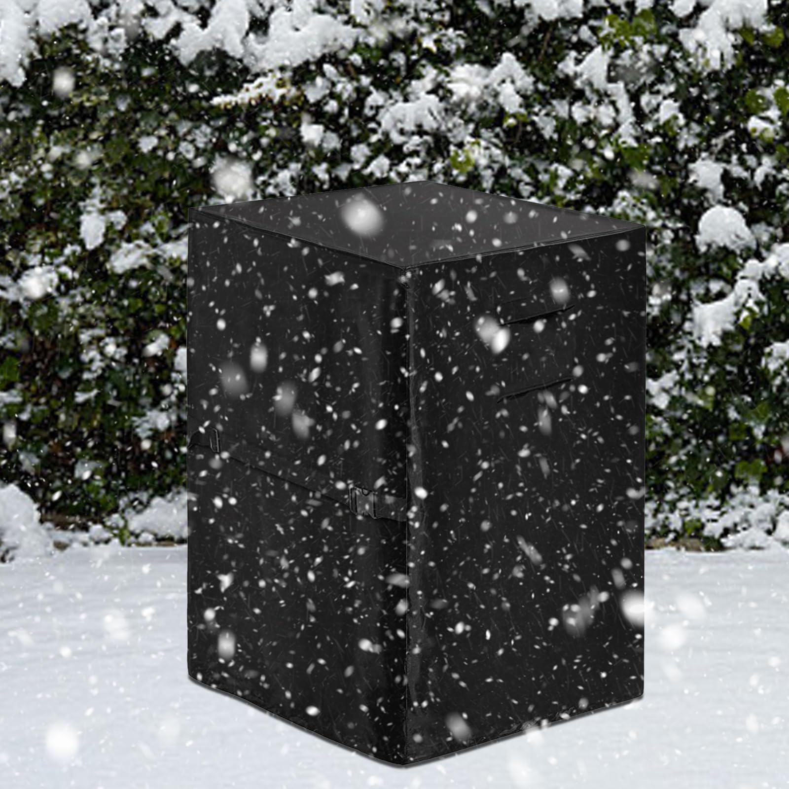 MDEOOSKY Patio Fire Column Cover, 420D Waterproof, UV-Resistant, Black, 21"L x 21"W x 35"H