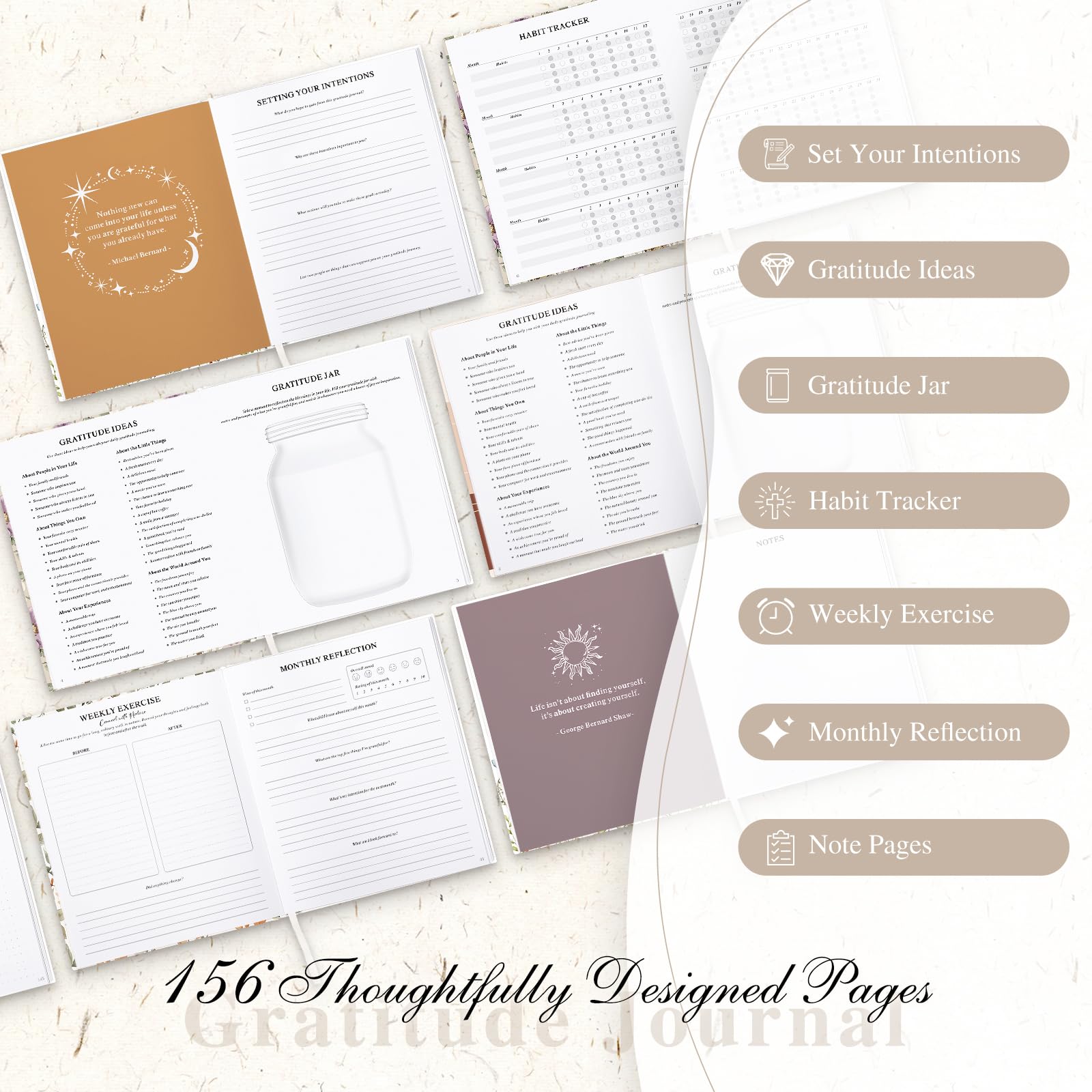 Lanpn Daily Gratitude Journal for Woman Men, 4 Month Affirmation & Mindfulness Planner, 7.8"x9.2" The 5 Minute Grateful Guided Diary, Undated Reflection Notebook with Positivity Prompts & Quotes