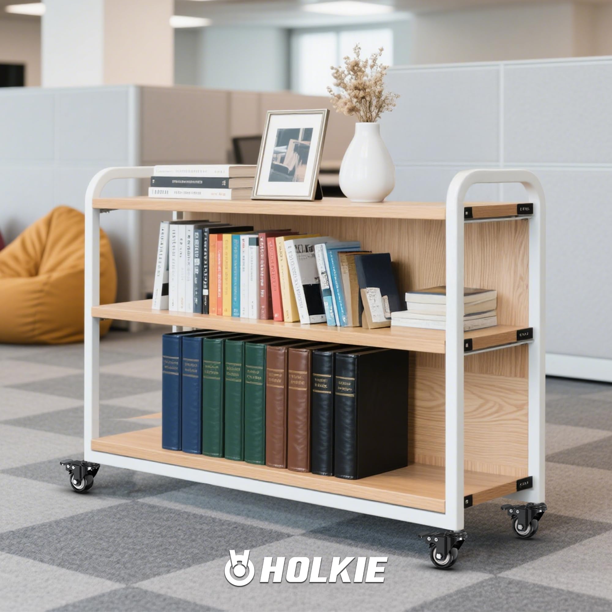 HOLKIE Caster Wheels 2 inch Total Locking Stem Casters, 3/8" -16 x 1 (Stem Diameter 3/8", Stem Length 1") Threaded Stem Casters Swivel Casters Set of 4 Heavy Duty Castors Black