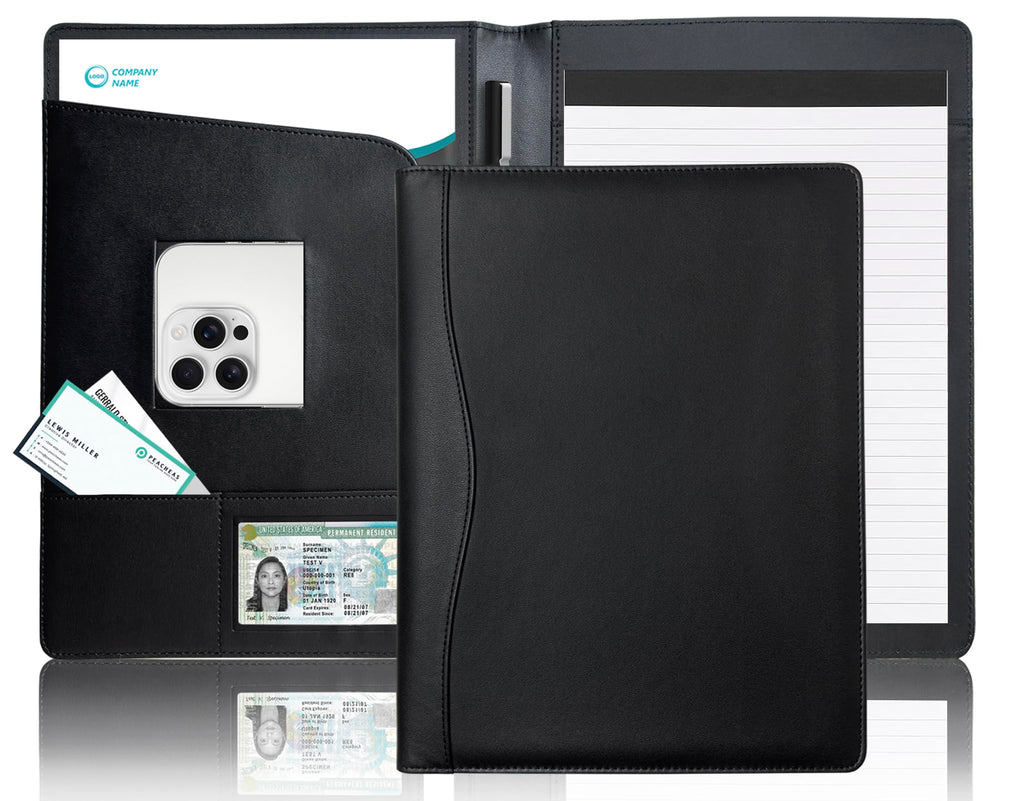 Padfolio Portfolio Organizer Legal Pad Holder Padfolio Folder Leather Portfolio Storage Clipboard Notepad with Cover for Letter Size A4 Writing Pad for Business and School Office