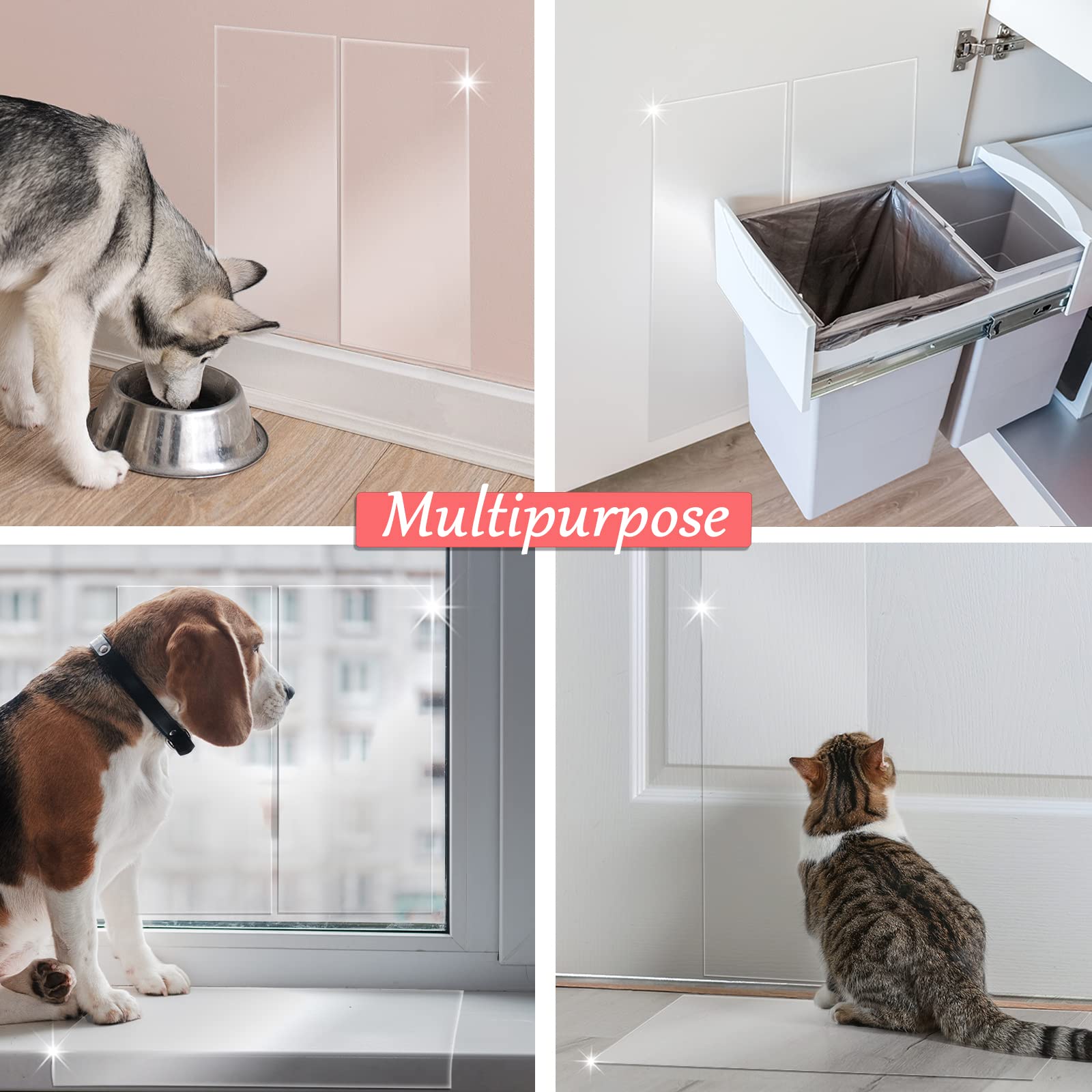 OKPOPLY Door Protector from Dog Scratching, 118'' X 8.3'', Clear Vinyl Dog Scratch Door Protector Heavy Duty Anti Claw Shield Guard for Wall Window Furniture, w/Scraper