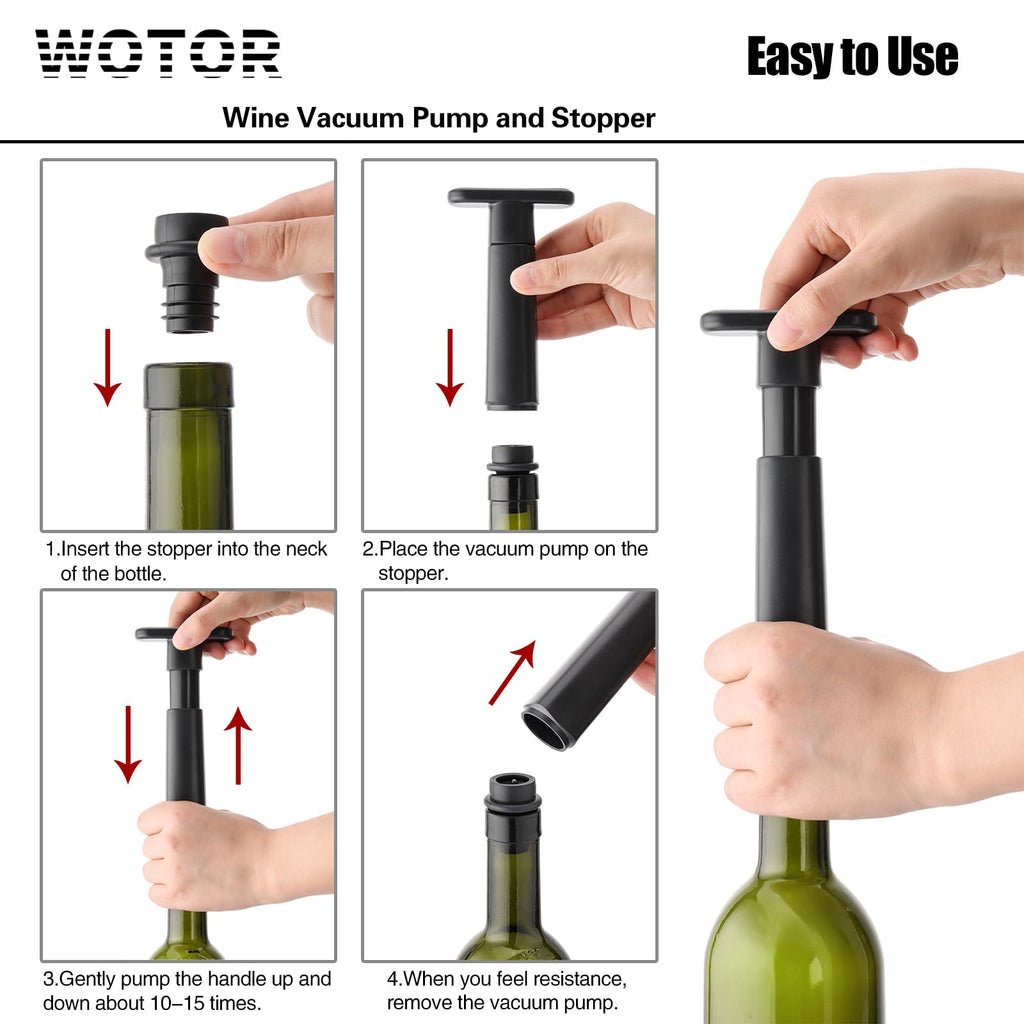 WOTOR Wine Stoppers Vacuum, Silicone Wine Saver & Preserver, Reusable Bottle Sealer, Keep Fresh (Black, 24 Pieces)