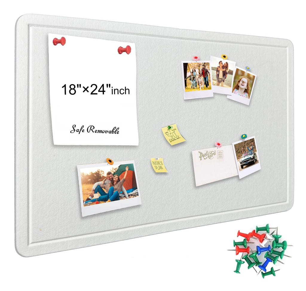 Yunihome Large Bulletin Board - Foldable 24x18 Inches Cork Board Alternative with 20 Push Pins, Self-Adhesive Felt Bulletin Board for Wall, Home Office Classroom Decor