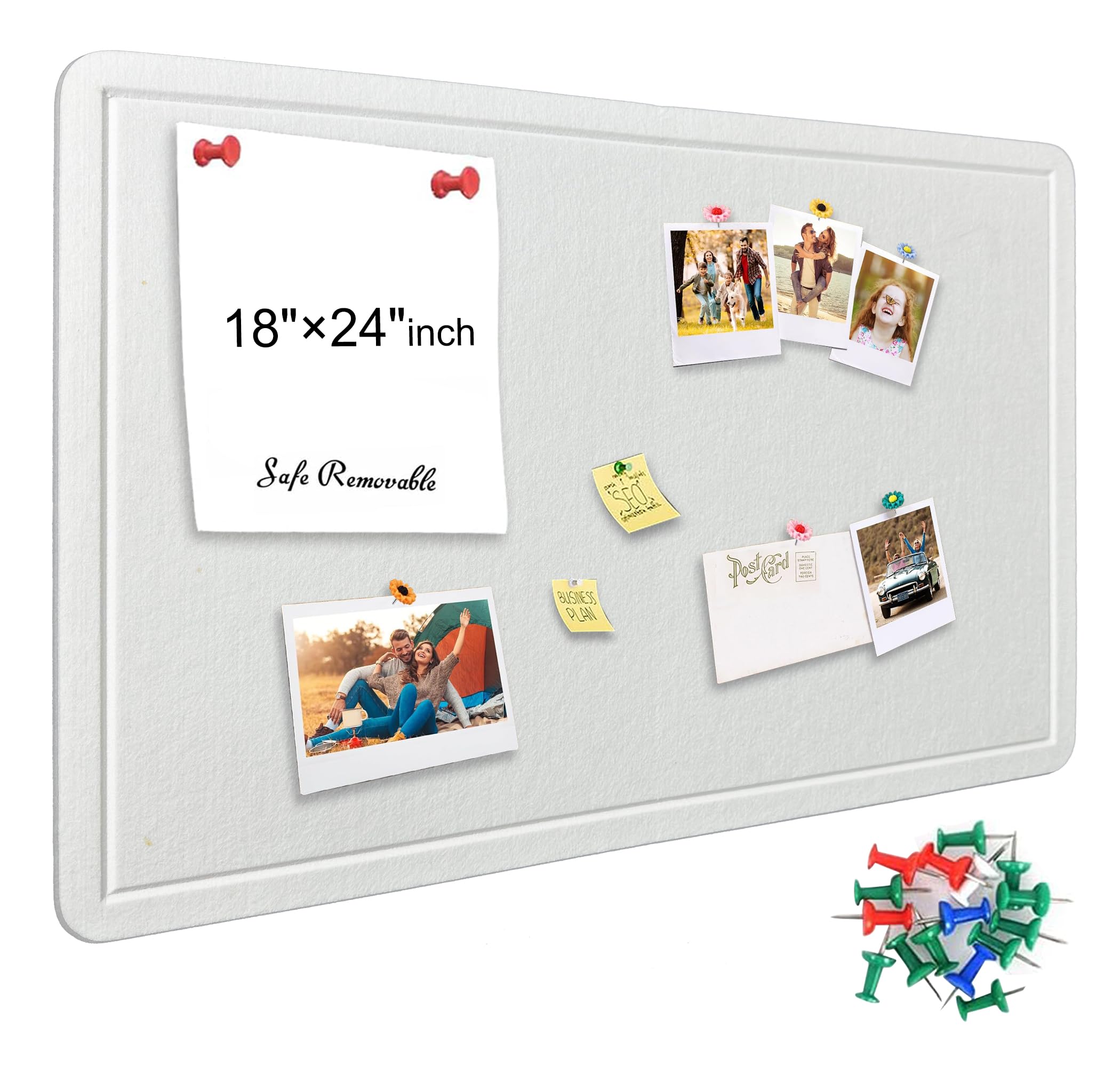 Yunihome Large Bulletin Board - Foldable 24x18 Inches Cork Board Alternative with 20 Push Pins, Self-Adhesive Felt Bulletin Board for Wall, Home Office Classroom Decor