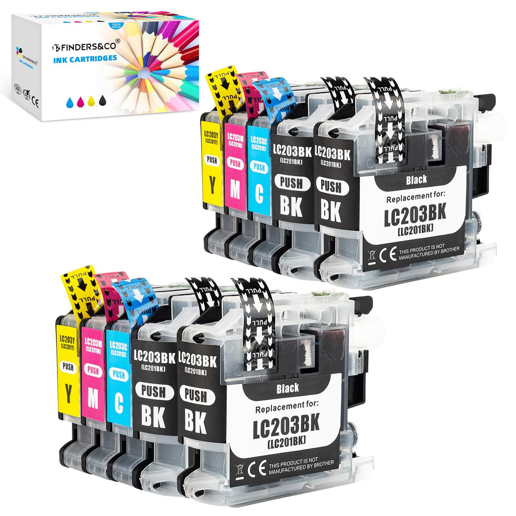 F Finders&CO Ink Cartridges Replacement for Brother LC203 LC201 LC201XL LC203XL Ink to Work with Brother MFC-J460DW J480DW J485DW J680DW J880DW J885DW MFC-J4320 J4620DW (4BK 2C 2M 2Y, 10 Pack)