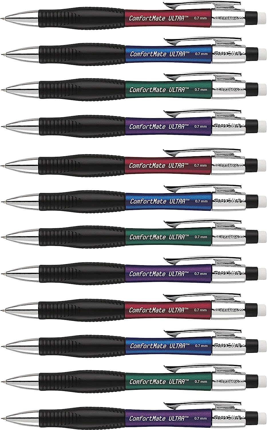 Paper Mate Comfort Mate Ultra Mechanical Pencils, HB #2 Pencil Lead (0.7 mm), Assorted Barrel Colours, 12 Count - Great for Standardized Tests