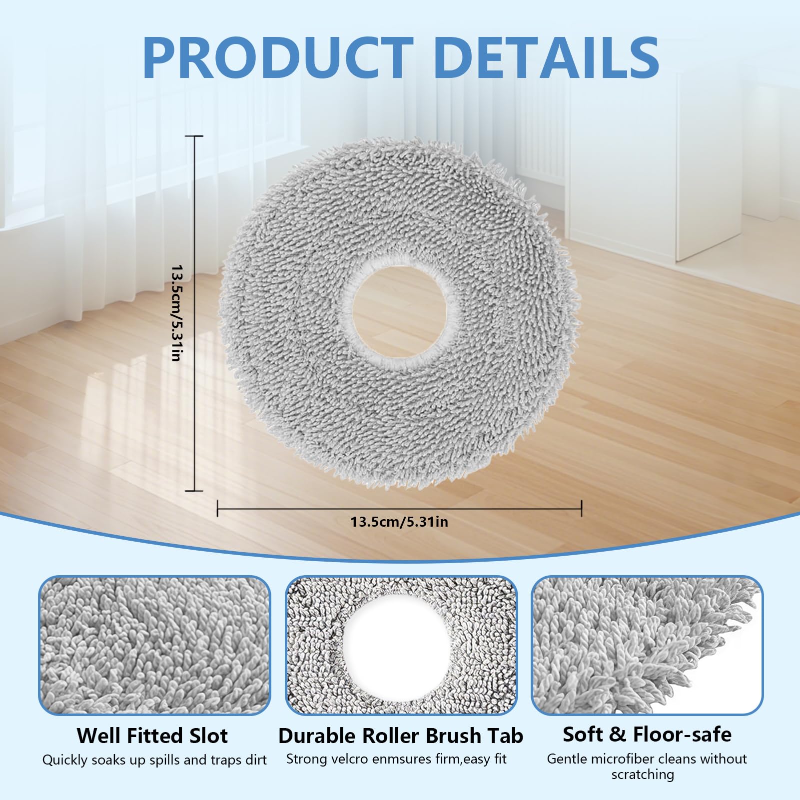 8-Pack L40 Ultra Mop Pads Replacement: for Dreame X40 Ultra/X30 Ultra/X40 Master/L30 Ultra/L20 Ultra/L10s Ultra/L10s Pro Ultra Robot Vacuum, MOVA S10/S10 Plus/P50 Pro/P10/P10 Pro Ultra, Washable Pad