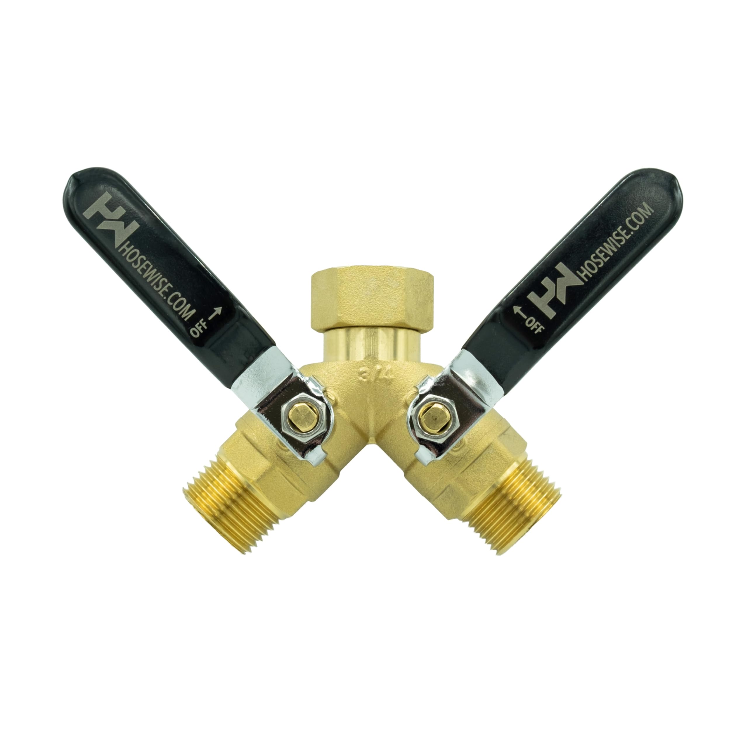 Hose Wise™ Premium Heavy Duty Garden Hose Y Valve Splitter 2 Way Long Handle 3/4" GHT