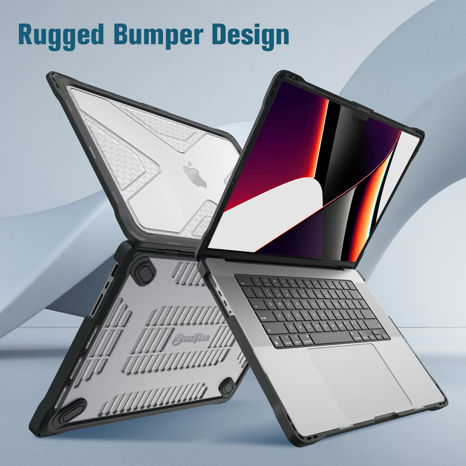 Fintie Case for MacBook Pro 16 Inch Case 2026-2021 A3403 A3186 A2991 A2780 A2485 - Heavy Duty Rugged Hard Shell Cover with TPU Bumper for MacBook Pro 16" M5/M4/M3/M2/M1 Pro/Max Chip, Clear