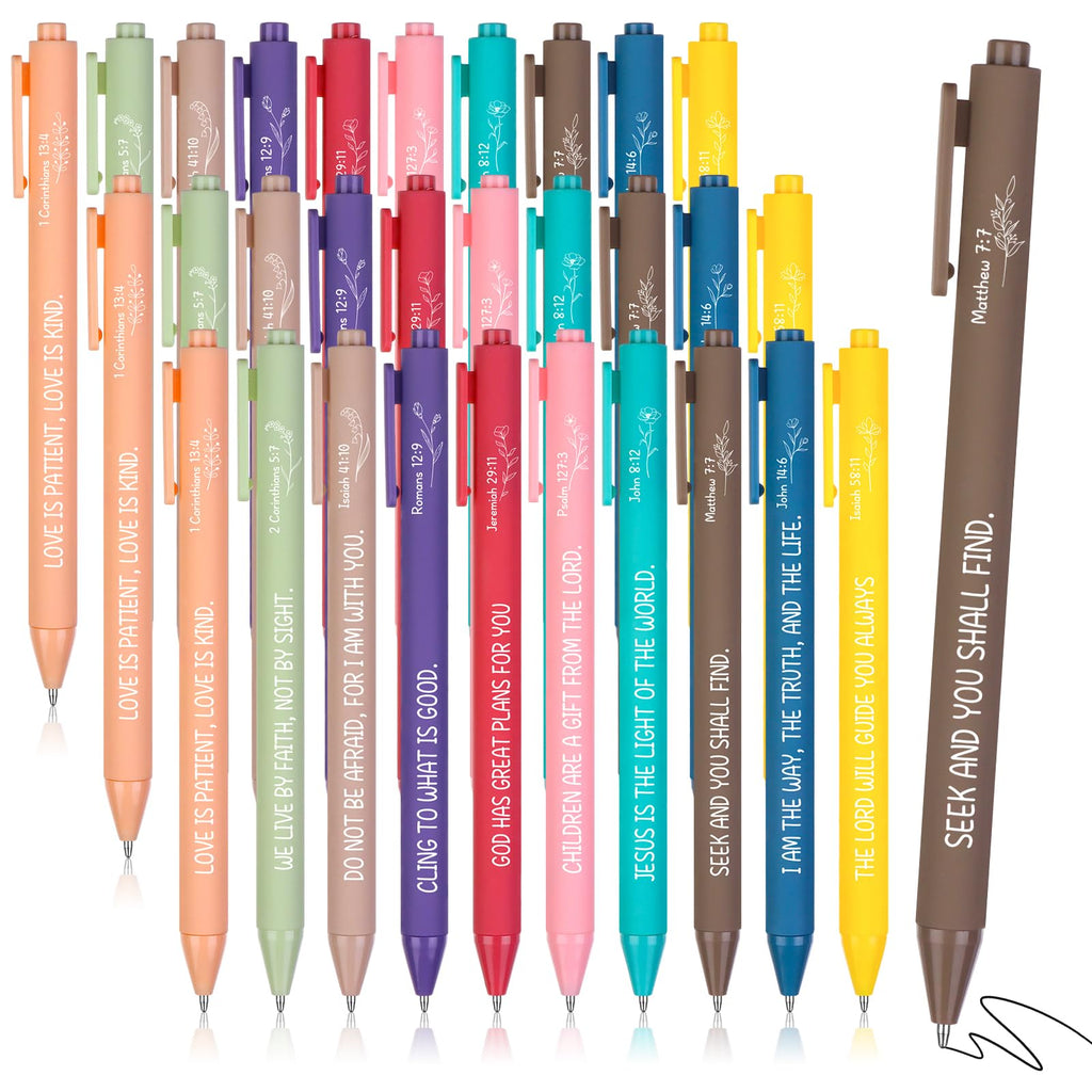 30 Pcs Christian Bible Verse Pens Gifts Bulk Religious Inspirational Scripture Ballpoint Pen for Women Men Office Sunday School Reward Supplies