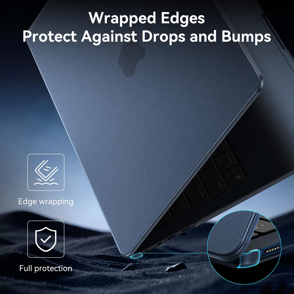 BlueSwan for MacBook Air 13 inch Case, M5 M4 M3 M2 2026-2022 A3449 A3240 A3113 A2681, 100% Match Official Color, Anti Scratch, Easy to Snap on, Air 13.6'' Hard Protective Laptop Cover, Midnight Blue
