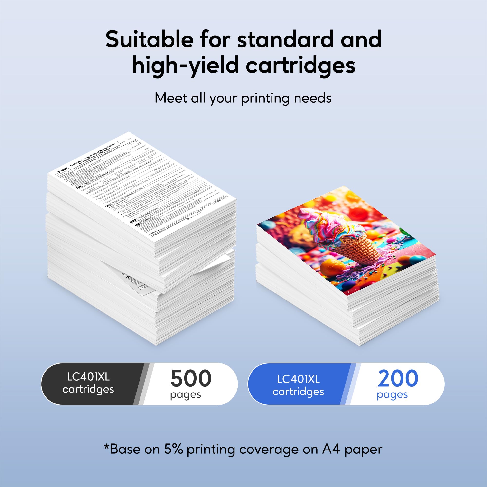 LC401XL Ink Cartridge Replacement for Brother LC401 LC401XL Ink Cartridges Work with MFC-J1170DW J1010DW J1012DW Printer (Black, Cyan, Magenta, Yellow, 4 Pack)