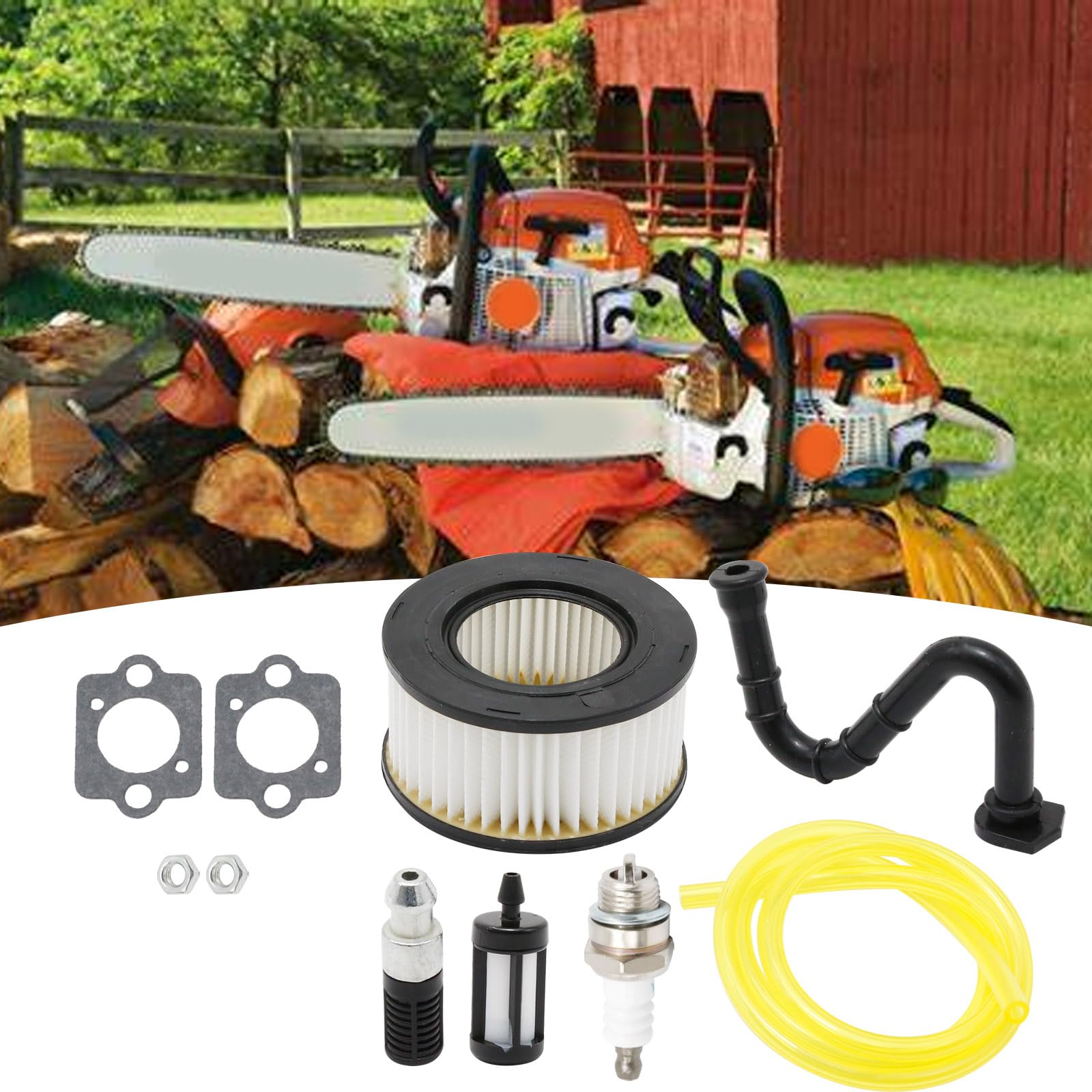 laffoonparts HD2 Air Fuel Filter Kit Replacement for Stihl MS261 MS291 MS311 MS341 MS391 MS261C MS271C MS362C Chainsaw Hi-Flow pleated Air filter 1113 120 1603, 1141 120 1604