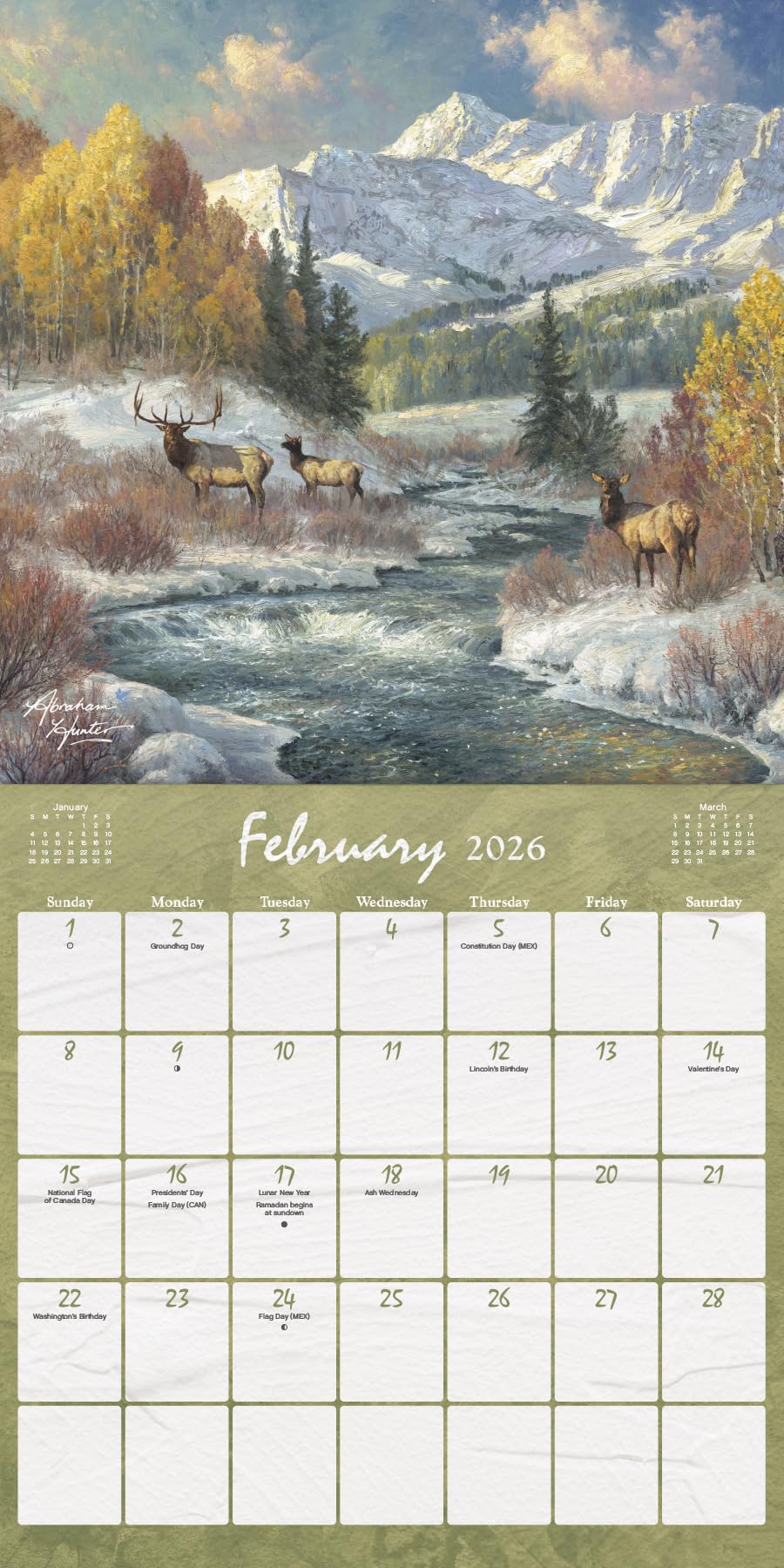 2026 Country Road - Abraham Hunter Wall Calendar