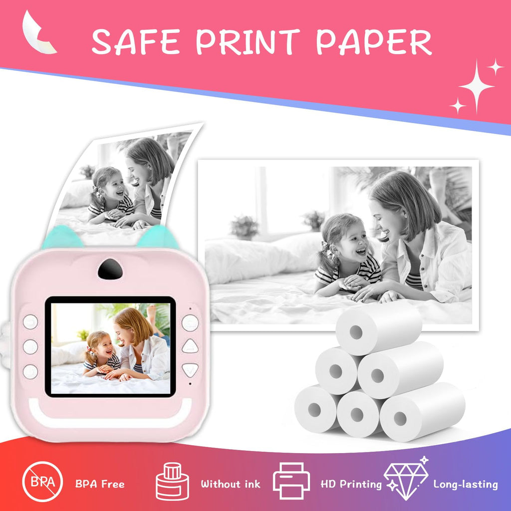 15 Rolls Instant Camera Refill Print Paper, HD Print Camera Paper Refill for Most Kids Instant Camera, Compatible with ESOXOFFORE/Dylanto/DUDUDRAGON/Cimizi Instant Camera, BPS/BPA-Free