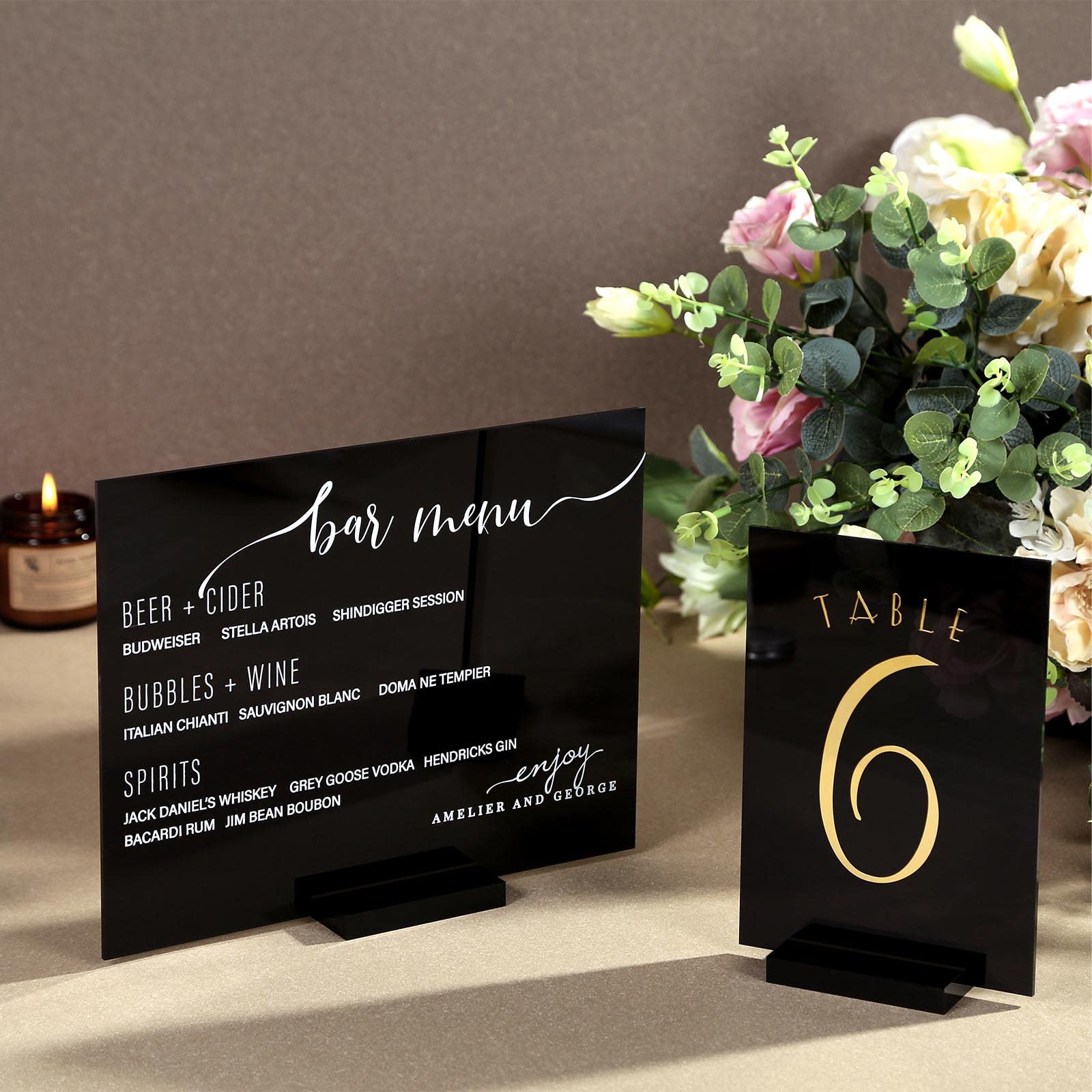 UNIQOOO 3" Black Acrylic Stand | 10 Pack 3mm Slot Wedding Sign Holders, Perfect for Wedding, Table Number, Exhibition, Office, Restaurant, Business