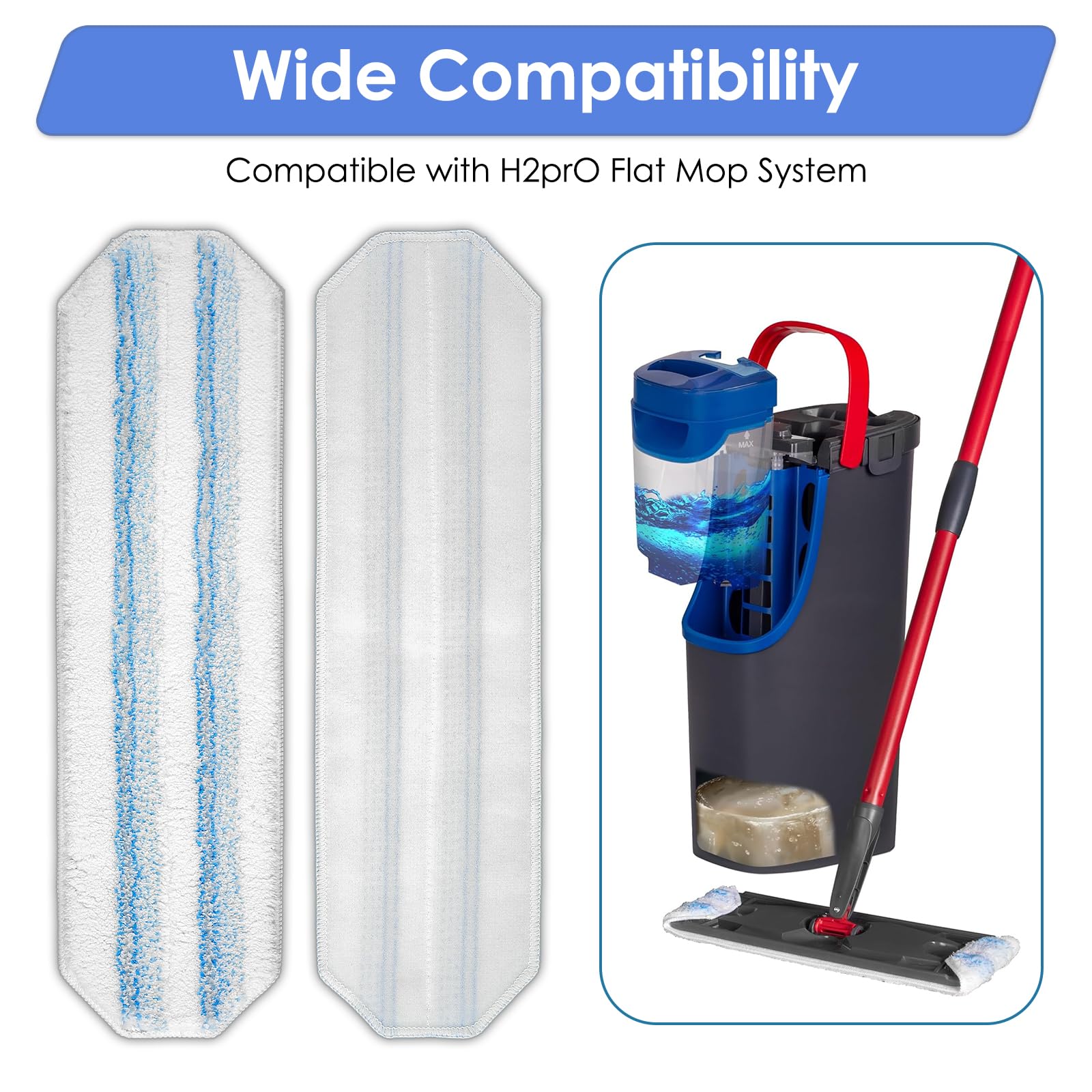 (4 Pieces) H2prO Replacement Mop Pads Compatible with Vileda H2prO Mop, Washable Mop Cloths, Microfiber Mop Head, Mop Pad Refill Accessories, Mopping Pads