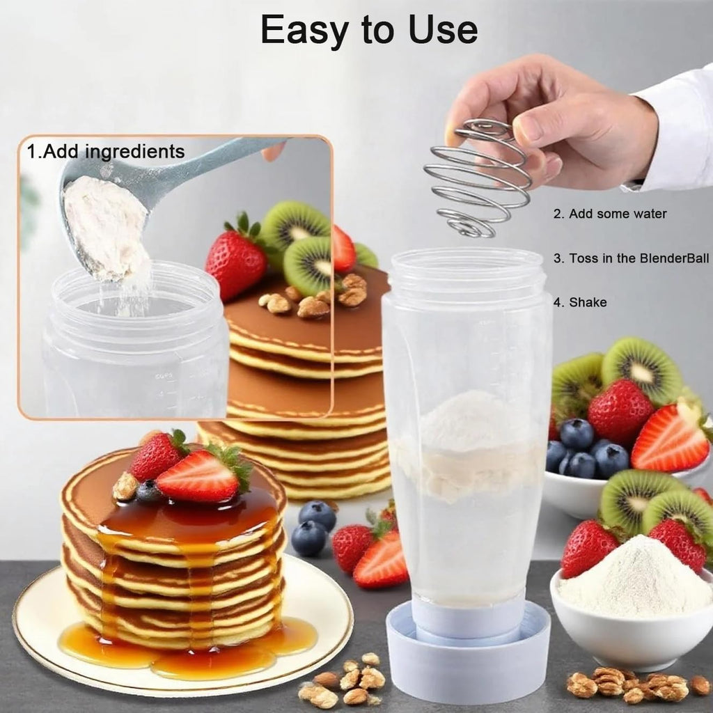 Batter Mixer and Dispenser with BlenderBall Wire Whisk, Silicone Squeeze Pancake Batter Dispenser and Mixer, Kitchen Pancake Shaker Batter Dispenser for Cupcakes Muffins Crepes