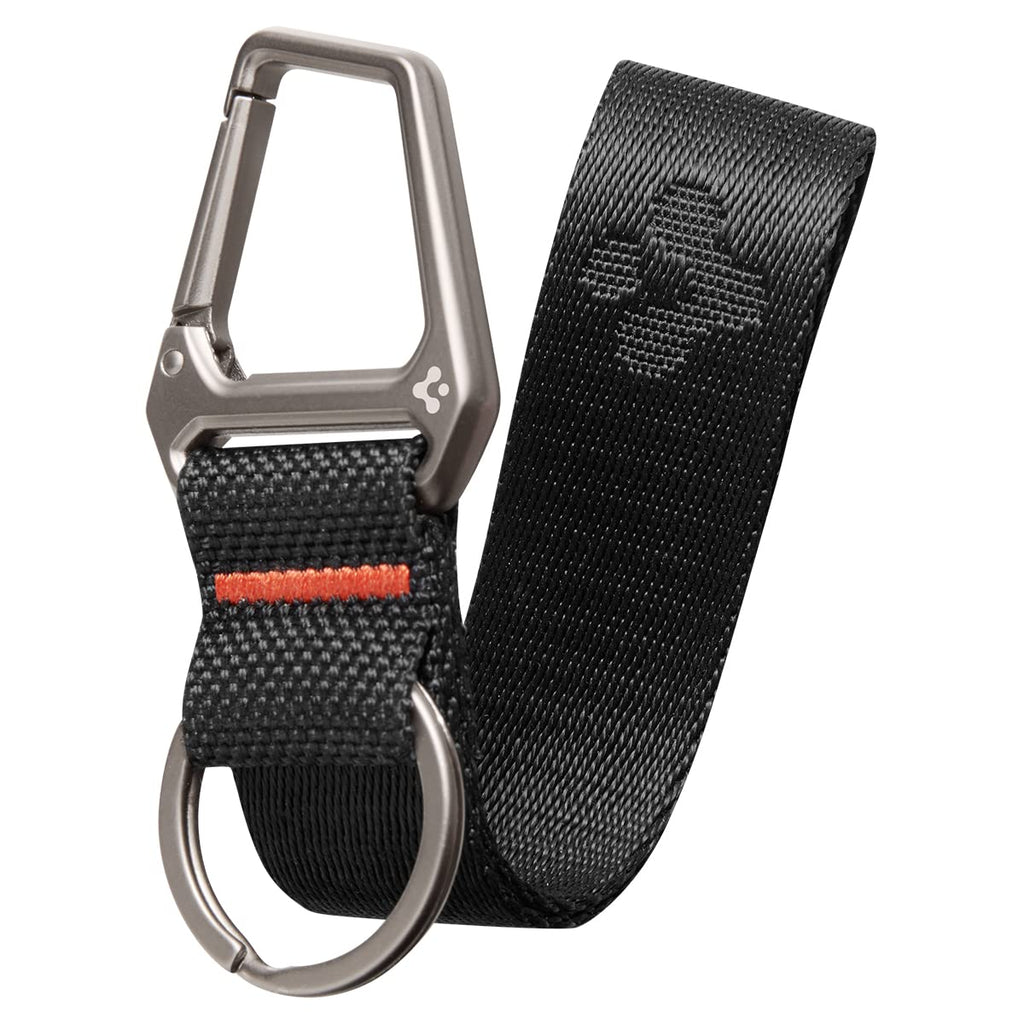 Spigen Life Carabiner Lanyard Keychain Strap for Keys ID Badge Wallet Holder and Everyday Carry Items Wristlet Keychain Ring Carabiner - Black