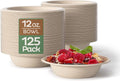 Paper Bowls, 12oz 125 Pack 100% Biodegradable Heavy Duty Disposable Bowls, Compostable Eco-Friendly Natural Sugarcane Bowl for Hot and Cold Food