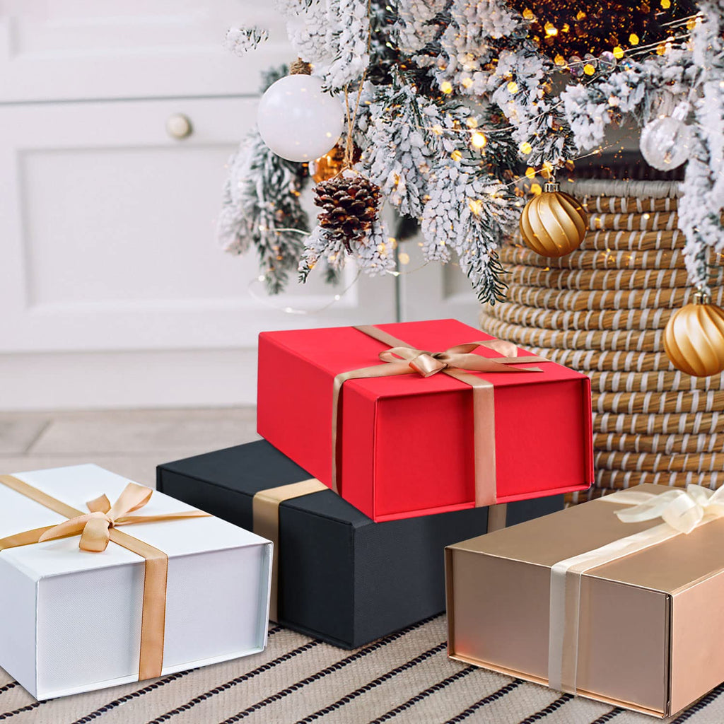 LIFELUM Large Gift Box 13.5 x 10 x 4 inch Black Gift Box with Magnetic Lid Bridesmaid Proposal Gift Boxes for Presents with Lids,Card,Ribbon,Shredded Paper Filler (1 Pcs）