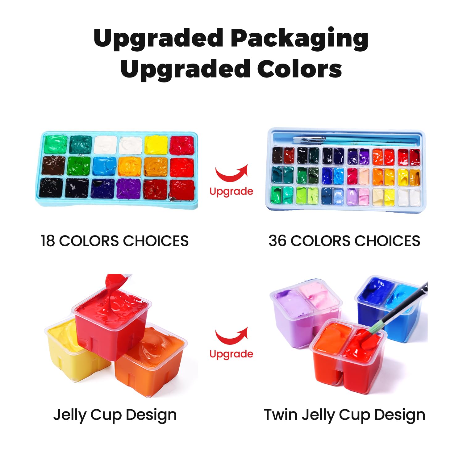 HIMI Gouache Paint Set, 36 Colors x 12ml Twin Jelly Cup Design with 3 Paint Brushes and a Palette in a Carrying Case Perfect for Artists, Students, Gouache Opaque Painting