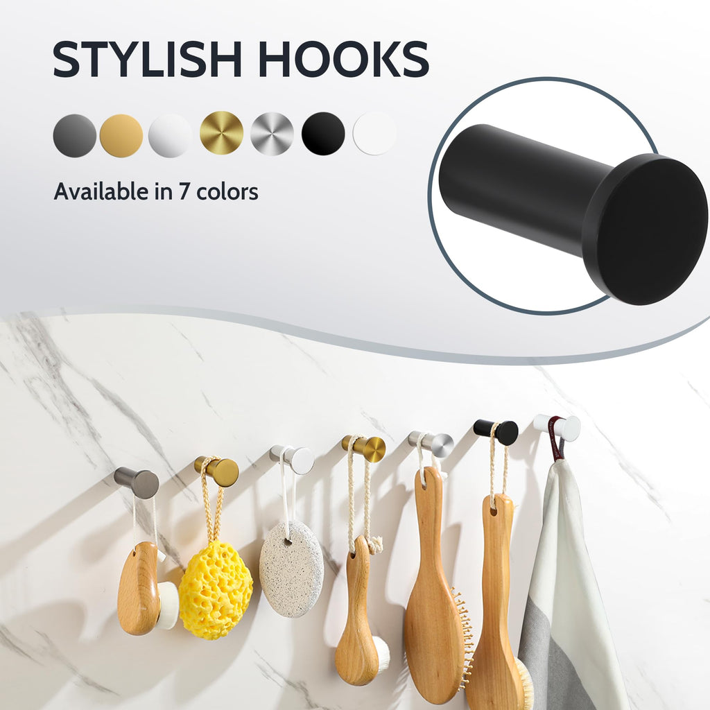 SAYAYO Black Towel Hooks Coat Hooks Wall Mounted 4 Packs Wall Hooks for Hanging, Heavy Duty 304 Stainless Steel Bathroom Hooks Up to 33 lbs for Outdoor, Bedroom, Kitchen, Hotel Door, GOY001Y