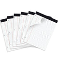 HAUTOCO 6 Pack Legal Pads 8.5 x 11 White Wide Ruled Notepads Perforated Writing Pads, 30 Sheets Per Notepad, 3-Hole Punched Lined Paper, Writing Note Pads for School, Home, Office, Business