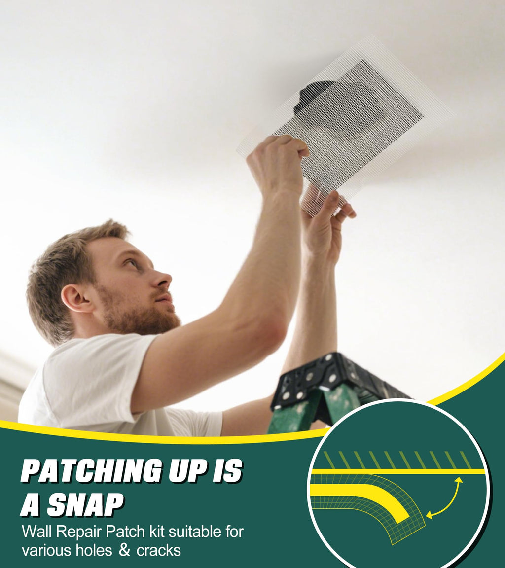 20 Pcs Drywall Repair Patch Kit,4 Wall Patch Sizes(2/4/6/8 Inch) with Scraper, Sandpaper for Damaged Ceiling,Quickly Repair Damaged Wall Ceilings, DIY Repair Unsightly Holes.