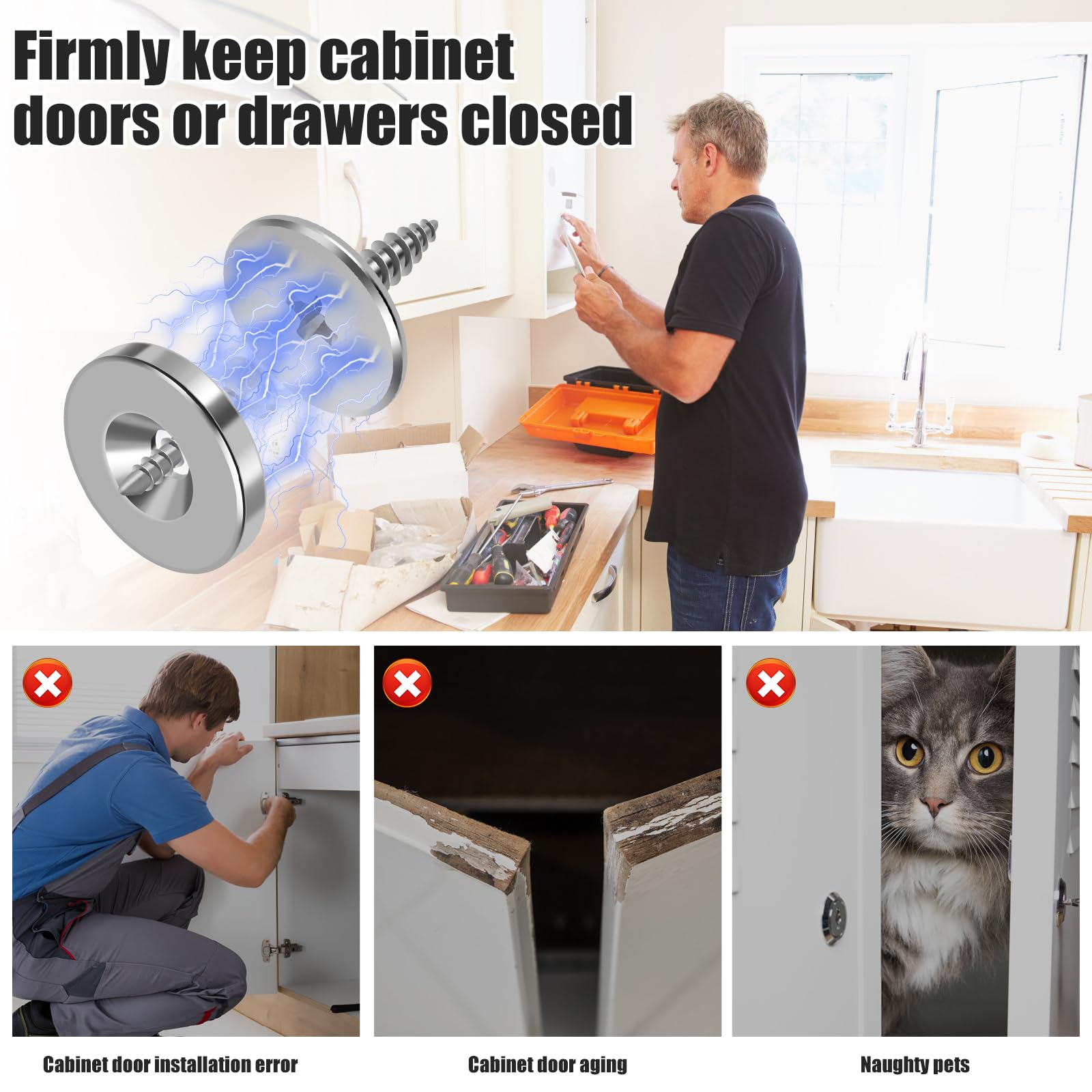 12Pcs Magnetic Door Catch, Metal Ultra Thin Cabinet Magnets Door Closure, Concealed Drawer Closet Door Catch Closer, Hidden Magnetic Door Latch, Furniture Door Magnet Closing Catch