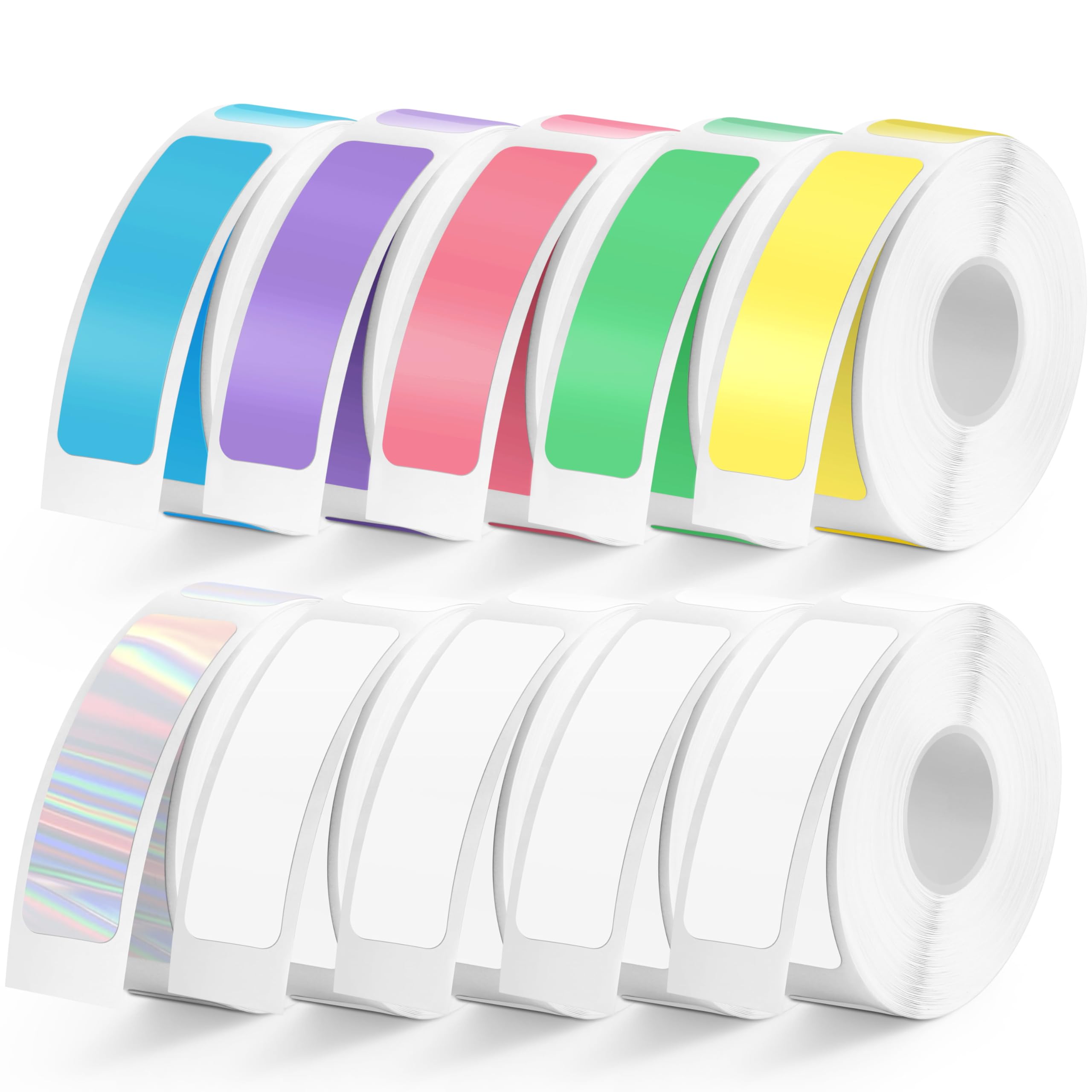 MIARALA 1600 Pcs Colored D30 Label Tape, Label Maker Tape-12mm×40mm(0.47"x1.57") Sticker Thermal Paper Self-Adhesive Label Tape for D30 Printer 10 Rolls