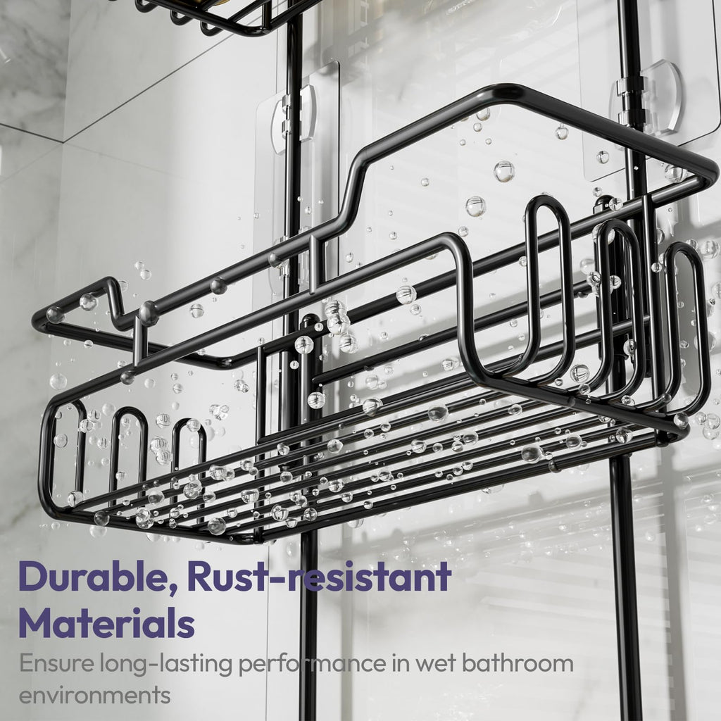 SWTYMIKI Shower Caddy Hanging - 3 Tier Rustproof Hanging Shower Organizer, No Drilling Bathroom Shower Shelves with 16 Hooks & Soap Holder, Anti-Swing Over Head Shower Rack for Shampoo,Sponge,Towel