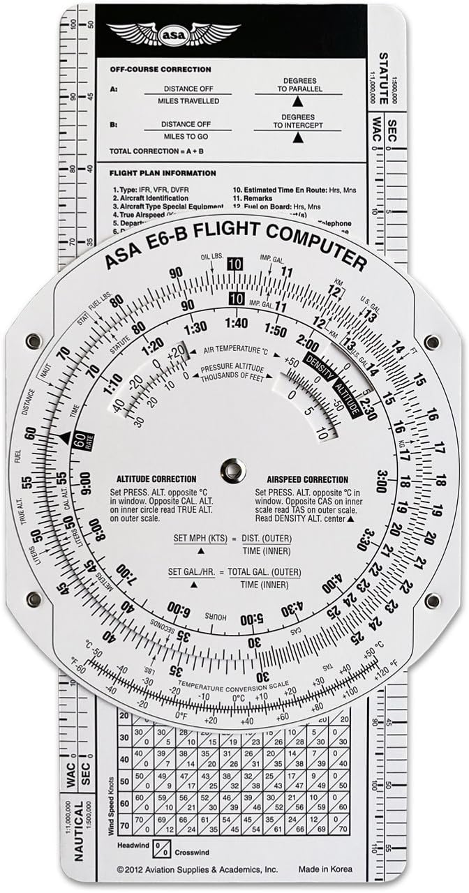 ASA E6B Paper Flight Computer, White, 0