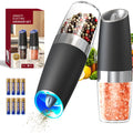 CIRCLE JOY Electric Gravity Salt and Pepper Grinder Set, Battery-Powered 135ml Refillable Automatic Salt and Pepper Shaker for Home, BBQ (Batteries Included), Adjustable Coarseness & LED Light