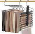 lazywoodpecker 9 Layers Pants Hangers Space Saving, Hangers for Closet Organizer Organization, Hangers for Leggings Jean Scarf Casual Pants Scarves, 2 Pcs (Black)