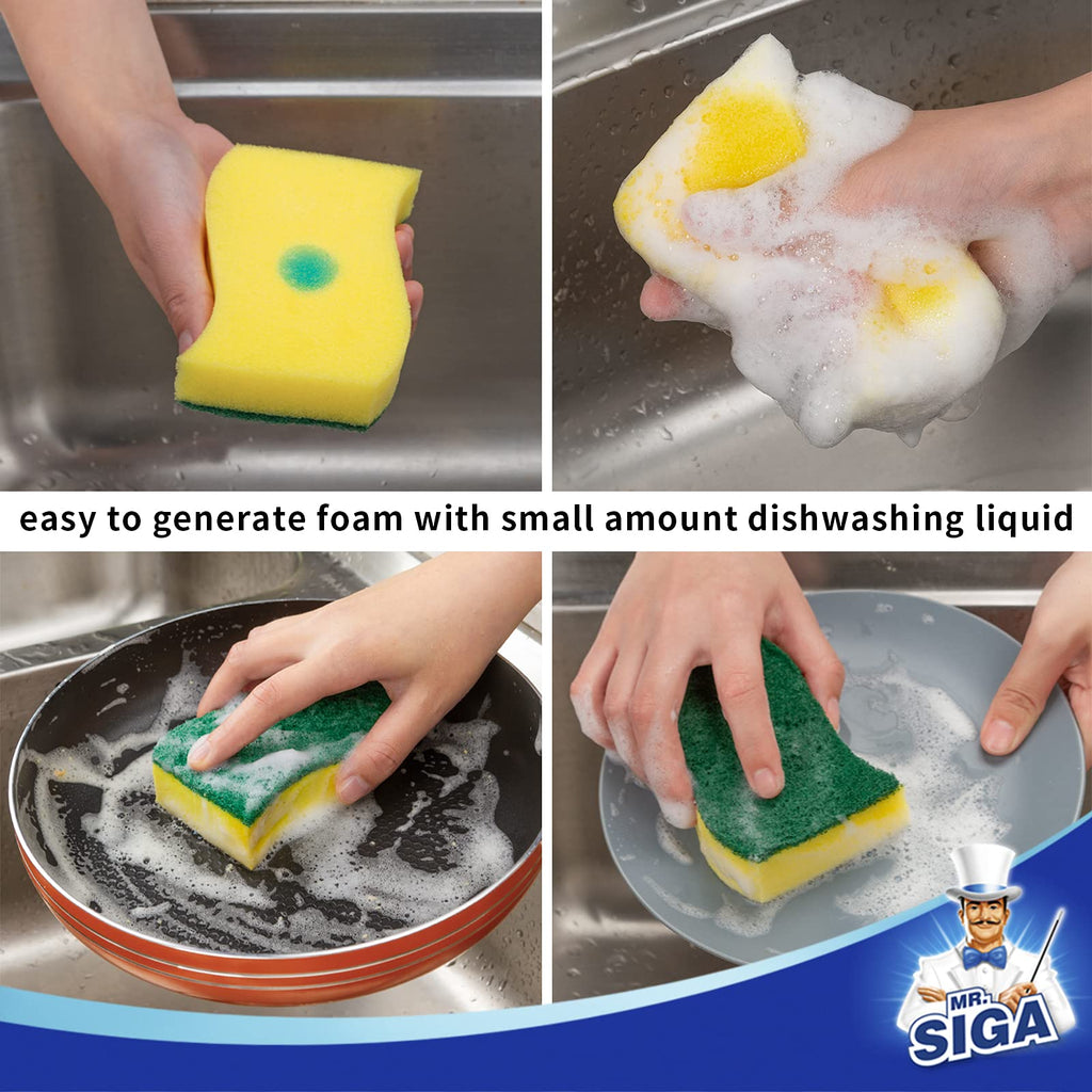 MR.SIGA Heavy Duty Scrub Sponge, 24 Count, Size:11 x 7 x 3cm