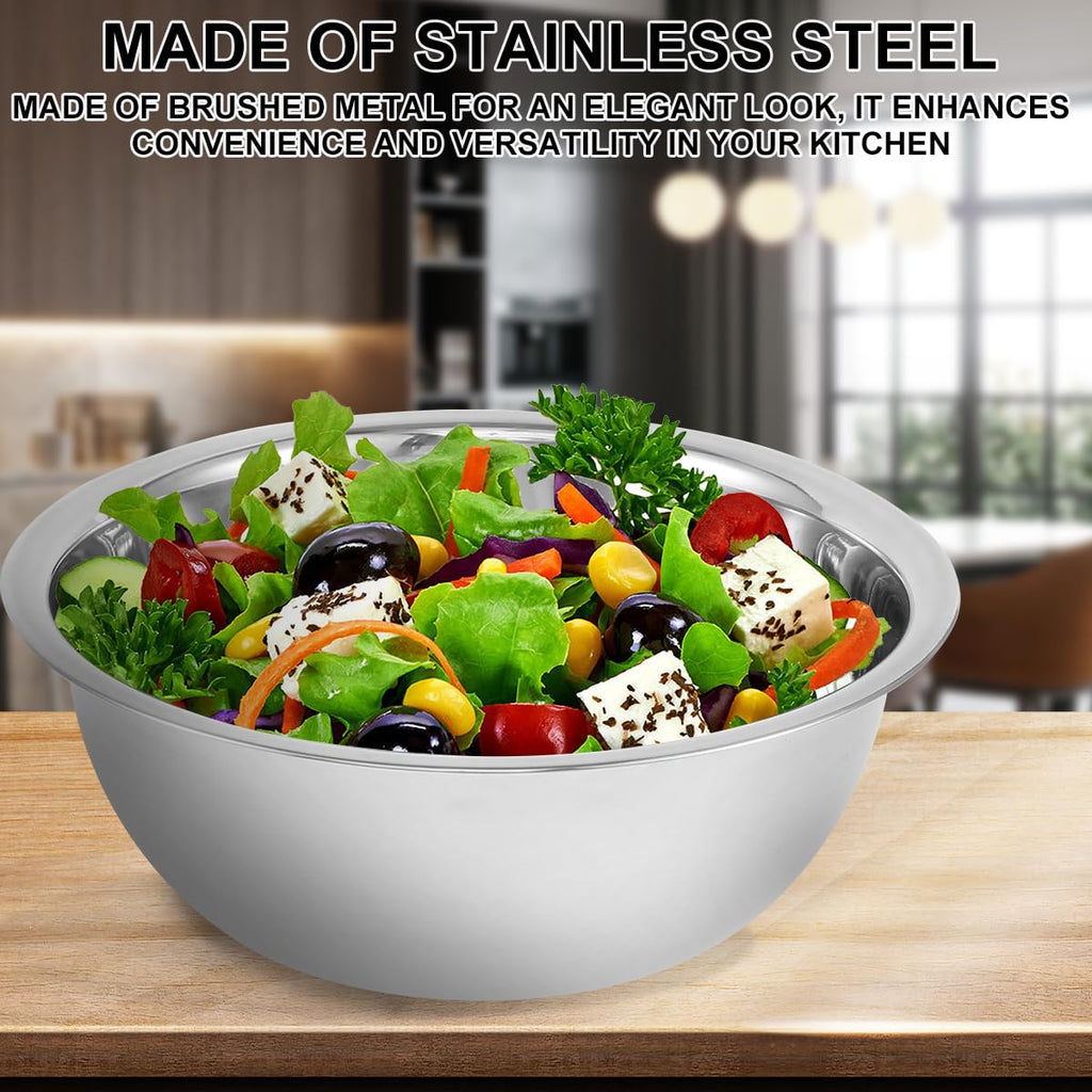 KOUISYY 5PCS Stainless Steel Mixing Bowls Set with Measurement Lines, Kitchen Nesting Bowls for Baking Prepping Cooking Serving Salad Vegetables, Food-Grade Breader Bowl Size 4.5, 3, 2, 1.5, 0.7 QT