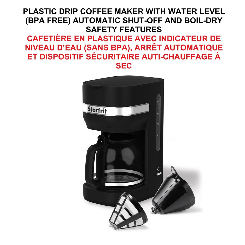 Starfrit 10-Cup Coffee Maker – Keep Warm Function – Reusable Filter Basket – Easy to clean – 900W – Black