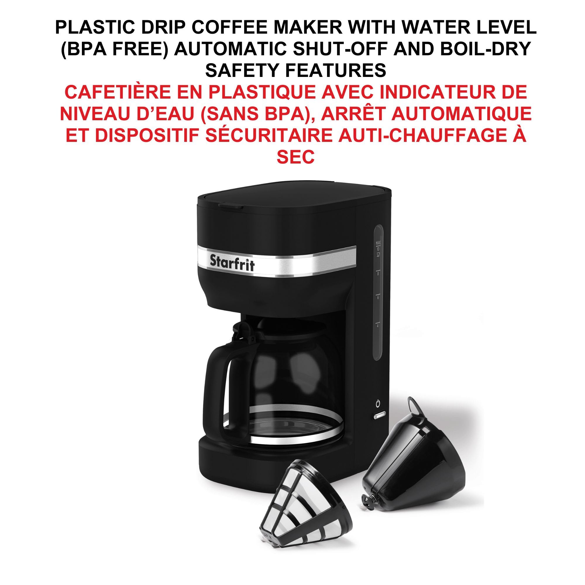 Starfrit 10-Cup Coffee Maker – Keep Warm Function – Reusable Filter Basket – Easy to clean – 900W – Black