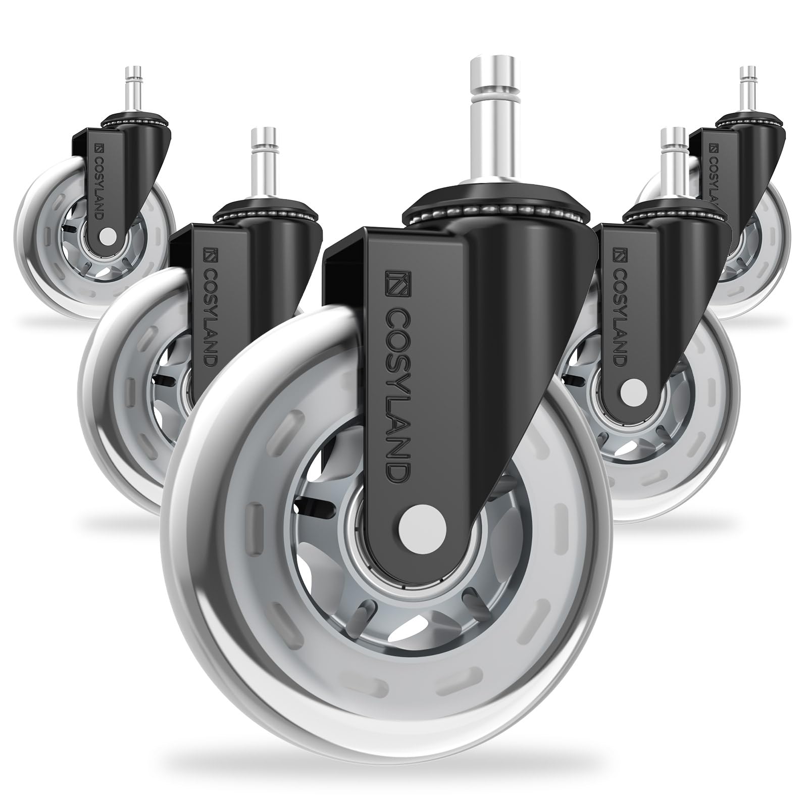 COSYLAND Office Chair Caster Wheels for Hardwood and Carpet Floors Heavy Duty Quiet Smooth Rollerblade Wheels