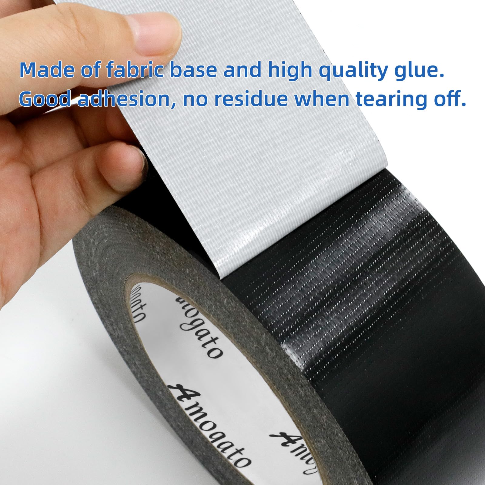 AMOGATO 3 Roll Heavy Duty Black Duct Tape-Professional Grade Outdoor Waterproof Duct Tape,Tear by Hand Design for Self-Healing, Industrial, Professional Use,30 Yards x 2 Inch