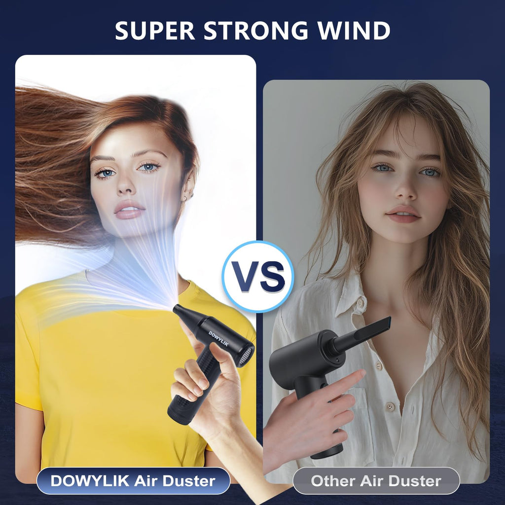 DOWYLIK Compressed Air Duster - 150000RPM Air Duster, Mini Air Blower with Brushless Motor, Rotationg Speed Electric Air Duster, Rechargeable Compressed Air for Keyboard, Electronics, Car, Computer