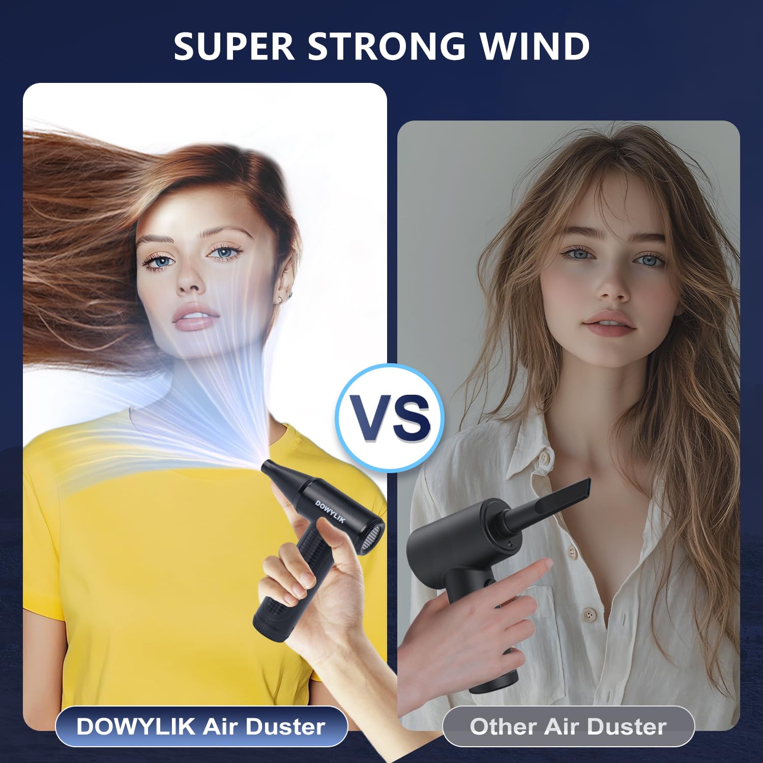 DOWYLIK Compressed Air Duster - 150000RPM Air Duster, Mini Air Blower with Brushless Motor, Rotationg Speed Electric Air Duster, Rechargeable Compressed Air for Keyboard, Electronics, Car, Computer