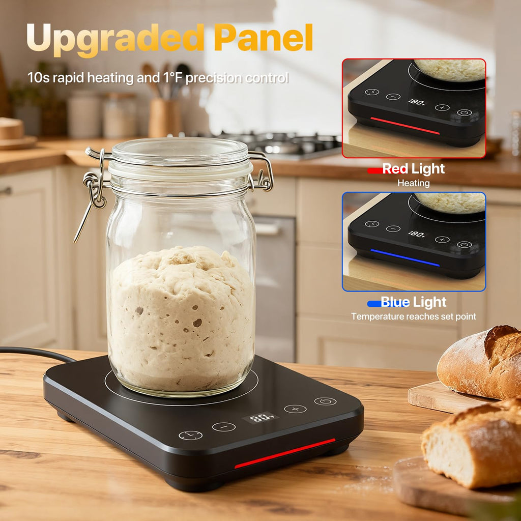 Sourdough Starter Warmer Mat, Professional Sourdough Heating Pad for Home Baking, Sourdough Heater Proofing Mat with Temperature Control, 12H Timer and Memory Function