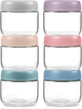 Oillase 6-pack 8oz Glass jars with Airtight Lids, Overnight Oats Containers with Lids, Wide mouth Mason Salad jars, Glass Food Storage Containers for Snacks Yogurt Spice Sugar