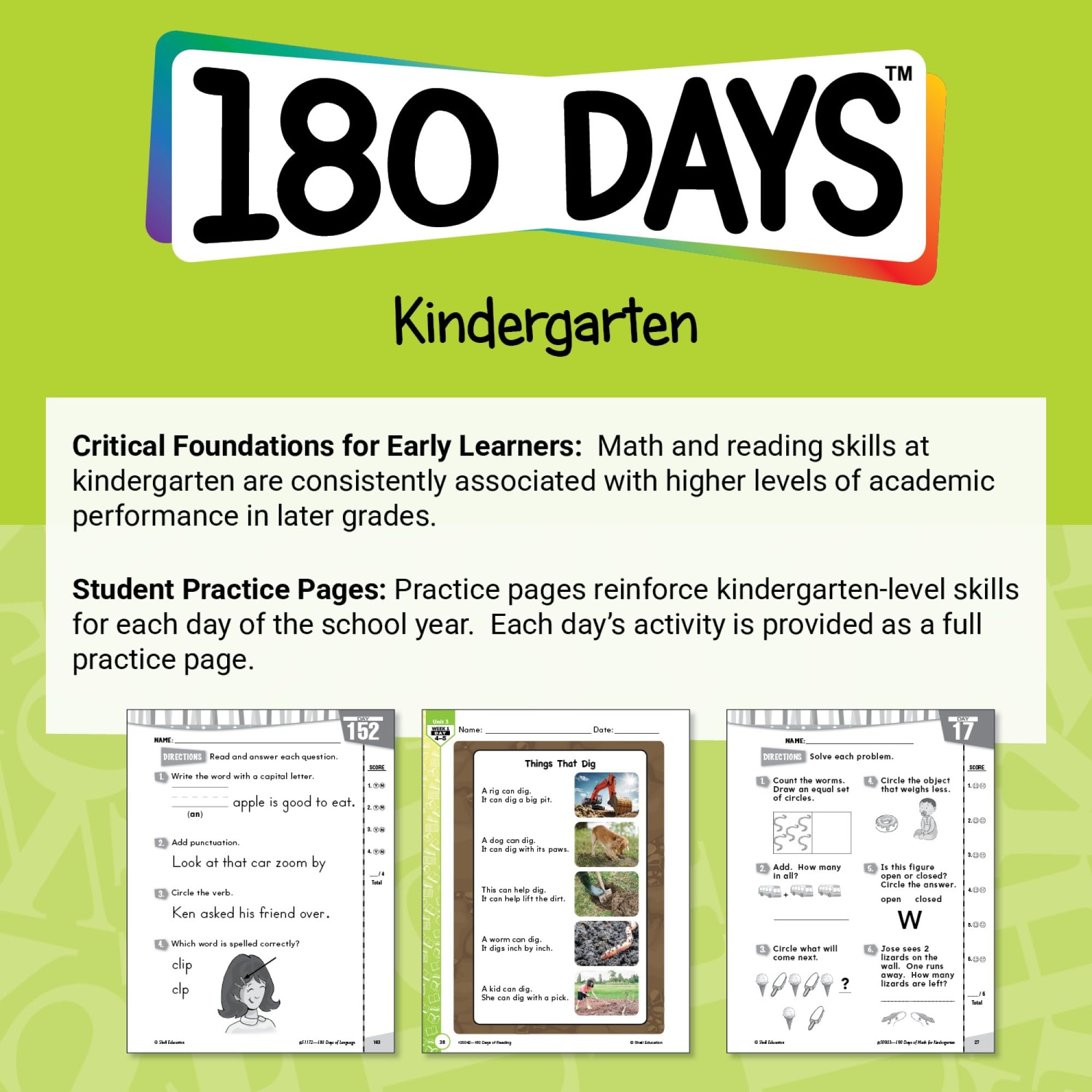 180 Days™: Math for Kindergarten: Practice, Assess, Diagnose