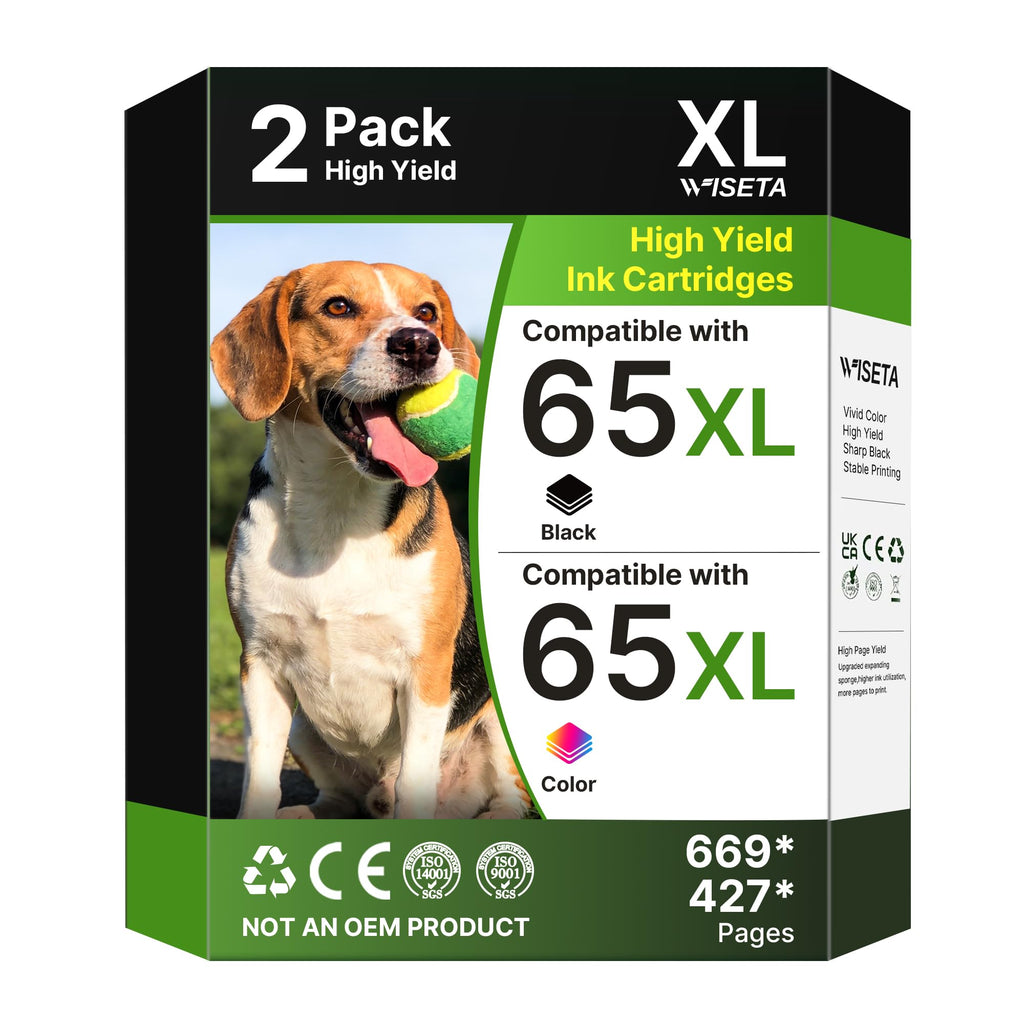 65XL Ink Cartridges Cartouche for 65 Ink 65 XL Encre High Yield HP65XL Ink Cartridge Black and Colour Ink for Envy 5010 5012 5020 5030 5055 DeskJet 2620 2623 2624 3730 3755 AMP100 120 125 130 Printer